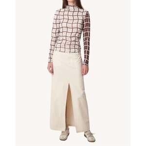 NEW FIND ME NOW khaki midi skirt in antique white